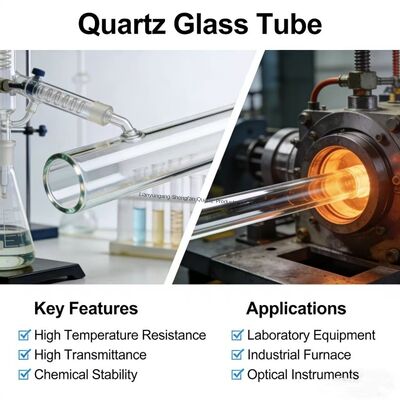 คุณภาพ  Factory Made High Temperature Resistant Quartz Glass Tube with 99.99% SiO2 Purity and 1100℃ Working Temperature โรงงาน