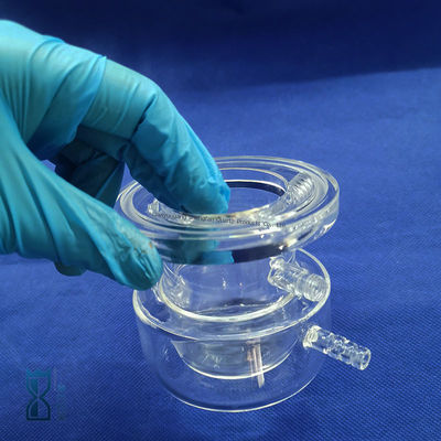 เครื่องปฏิกรณ์แก้วควอตซ์ใสสำหรับการผลิตแบบกำหนดเองสำหรับห้องปฏิบัติการ