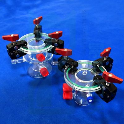 เครื่องปฏิกรณ์ควอตซ์สองชั้นโปร่งใสสูงทนทานต่อการกัดกร่อนแบบกำหนดเองสำหรับเครื่องแก้วในห้องปฏิบัติการวิทยาศาสตร์