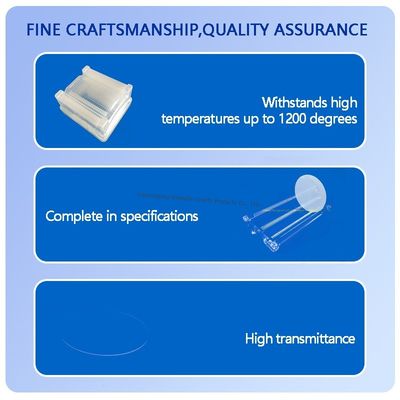 ความโปร่งใสสูง 99.99% ความบริสุทธิ์ แผ่นแก้วควอตซ์ที่มีอุณหภูมิการทํางาน 1100 °C