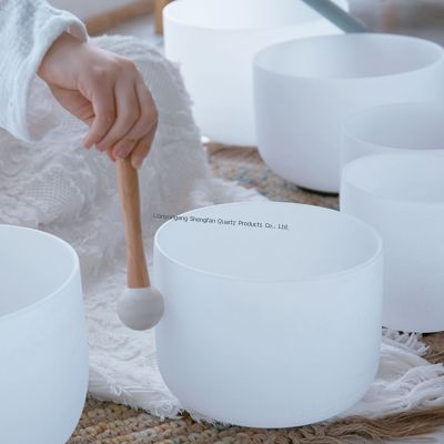 Pure Quartz Crystal Singing Bowl Set with Harmonic Resonance and Digital Musical Scale for Chakra Healing