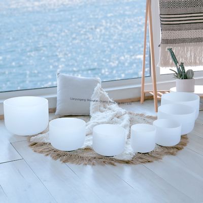 7 Chakra Balance Quartz Singing Bowl กับ 12 โน้ตดนตรี และทนอุณหภูมิสูงสําหรับสมาธิ