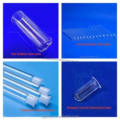 Factory made high temperature resistant fused quartz glass tubes  flat/round bottomrtest tubes for laboratory use