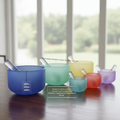 7 Chakra Balance Quartz Singing Bowl กับ 12 โน้ตดนตรี และทนอุณหภูมิสูงสําหรับสมาธิ