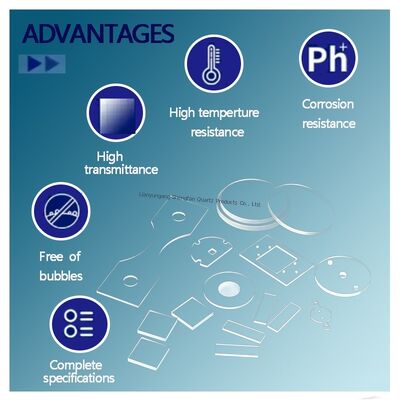 High Transmittance 92% Fused Quartz Plate with 2.2g/cm³  1200 ℃ Working Temperature